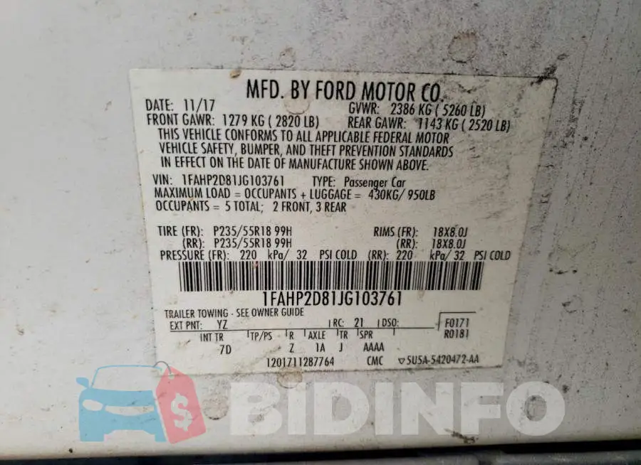 1FAHP2D81JG103761 Photo# 12