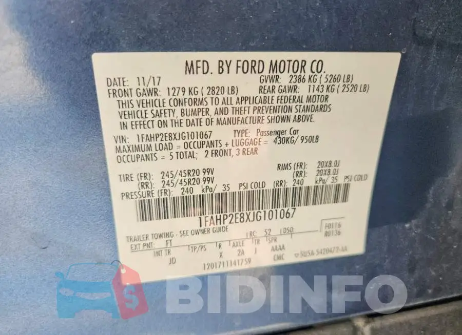 1FAHP2E8XJG101067 Photo# 13