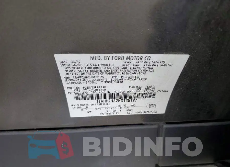 1FAHP2H82HG138197 Photo# 12
