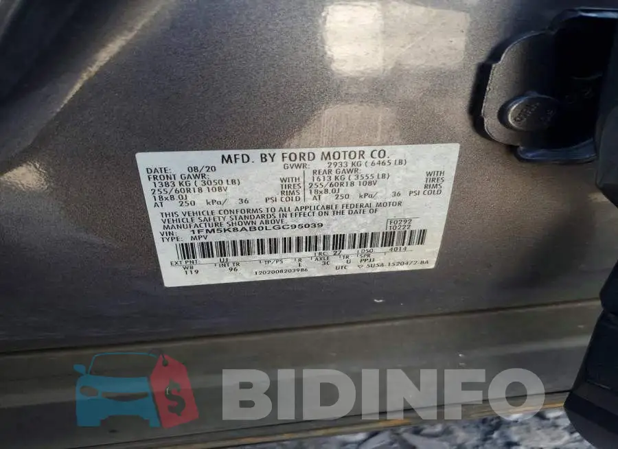 1FM5K8AB0LGC95039 Photo# 13