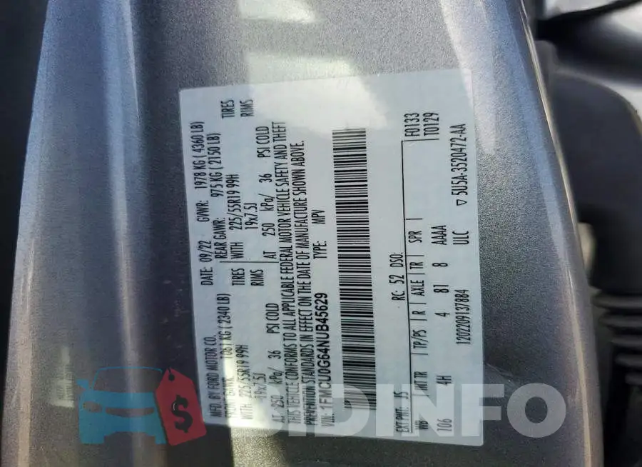 1FMCU0G64NUB45629 Photo# 14