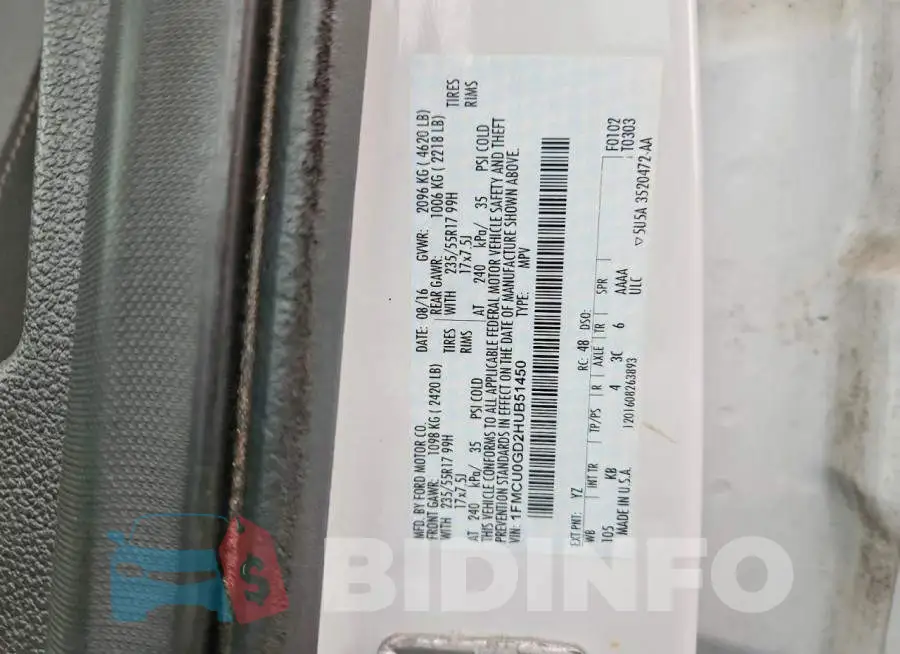 1FMCU0GD2HUB51450 Photo# 13