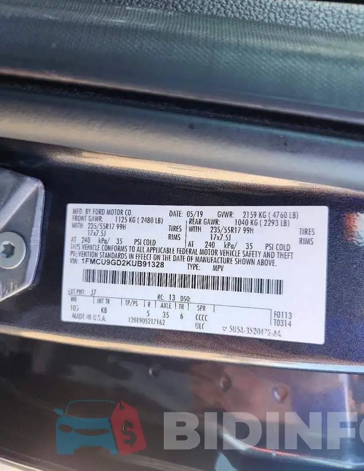 1FMCU9GD2KUB91328 Photo# 13