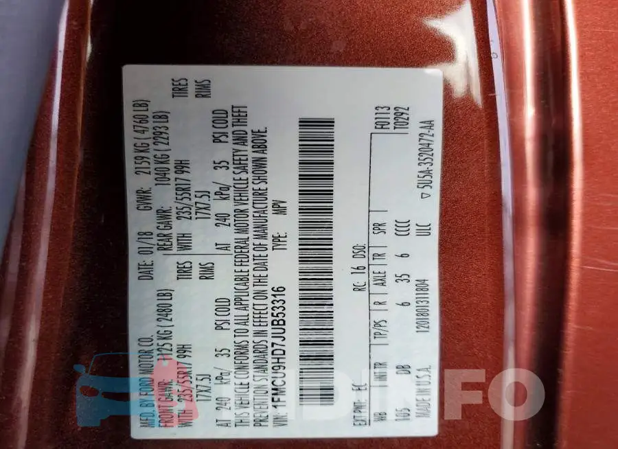 1FMCU9HD7JUB53316 Photo# 13