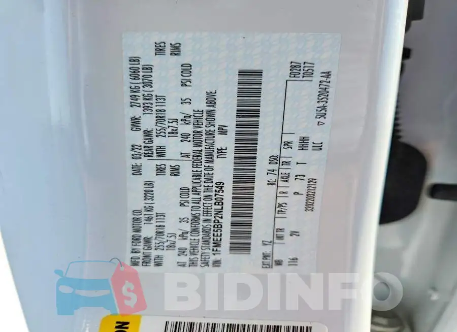 1FMEE5BP2NLB07549 Photo# 12