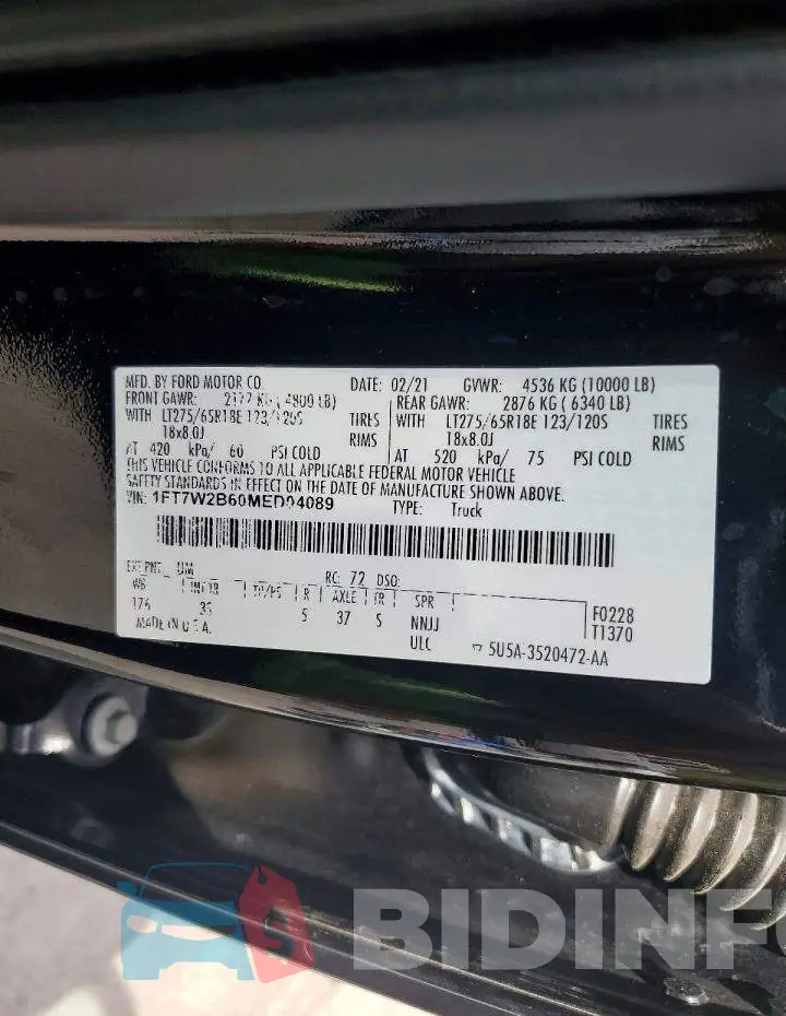 1FT7W2B60MED04089 Photo# 12