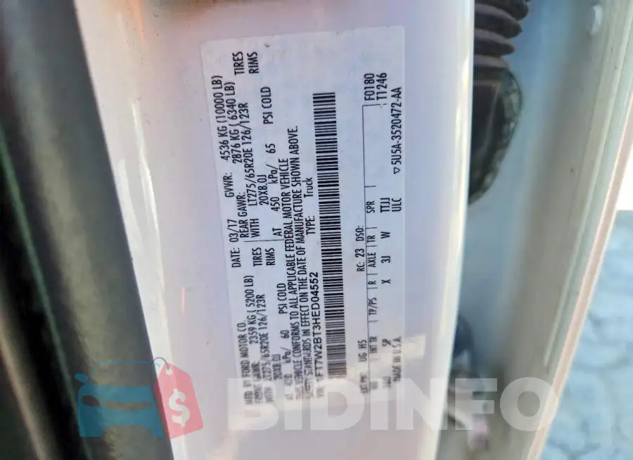 1FT7W2BT3HED04552 Photo# 12