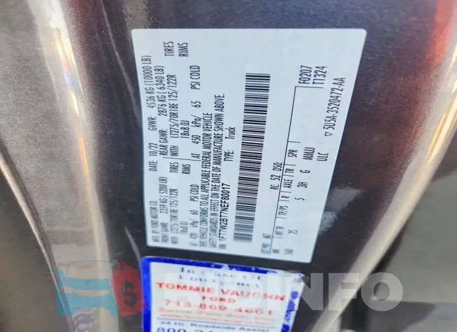1FT7W2BT7NEF80017 Photo# 12