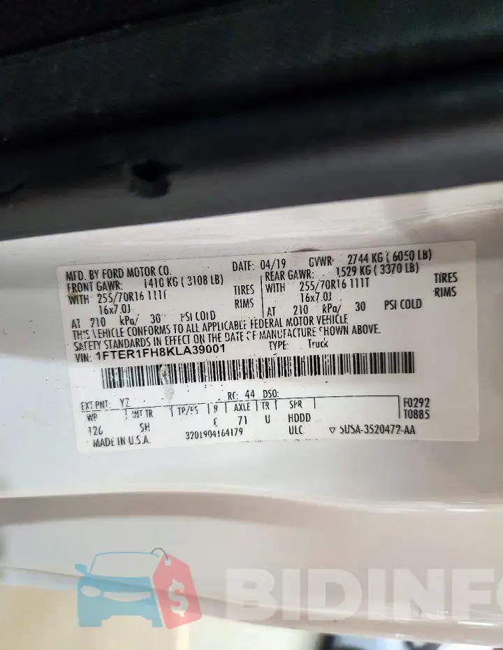 1FTER1FH8KLA39001 Photo# 12