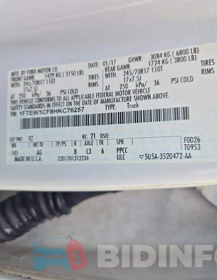 1FTEW1CF8HKC76257 Photo# 12