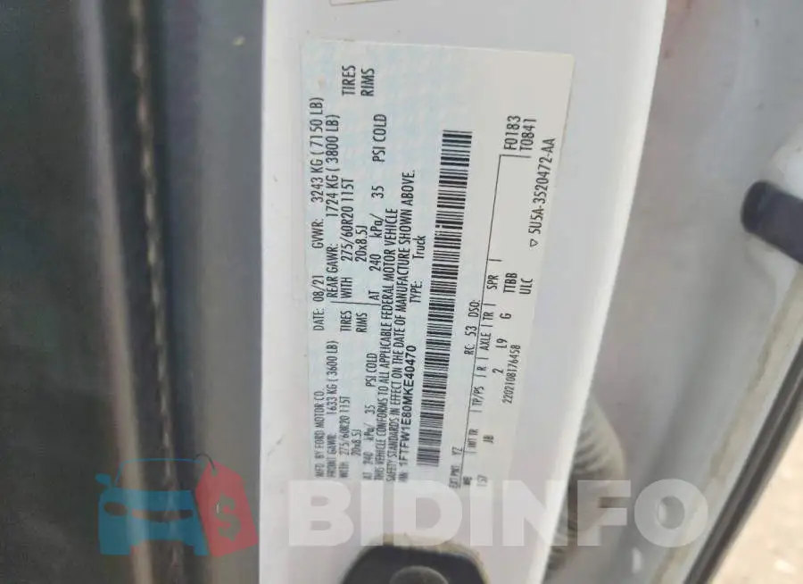 1FTFW1E80MKE40470 Photo# 13