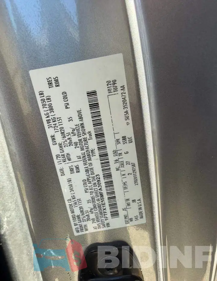 1FTFX1E55MFA30923 Photo# 10