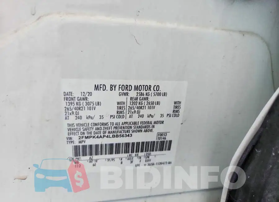 2FMPK4AP4LBB56343 Photo# 13