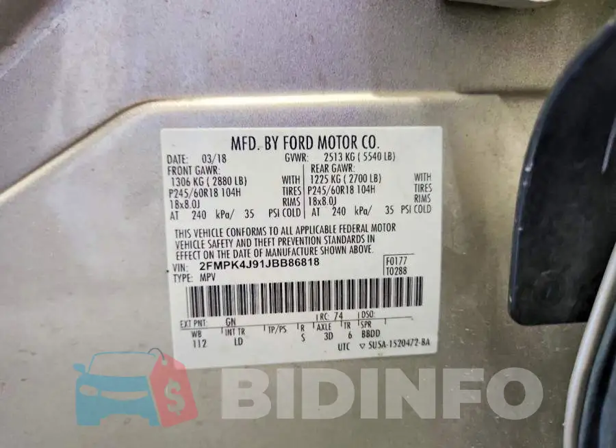 2FMPK4J91JBB86818 Photo# 13