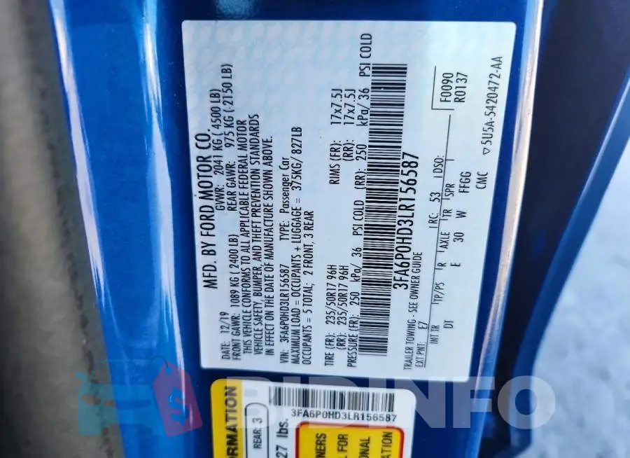 3FA6P0HD3LR156587 Photo# 13
