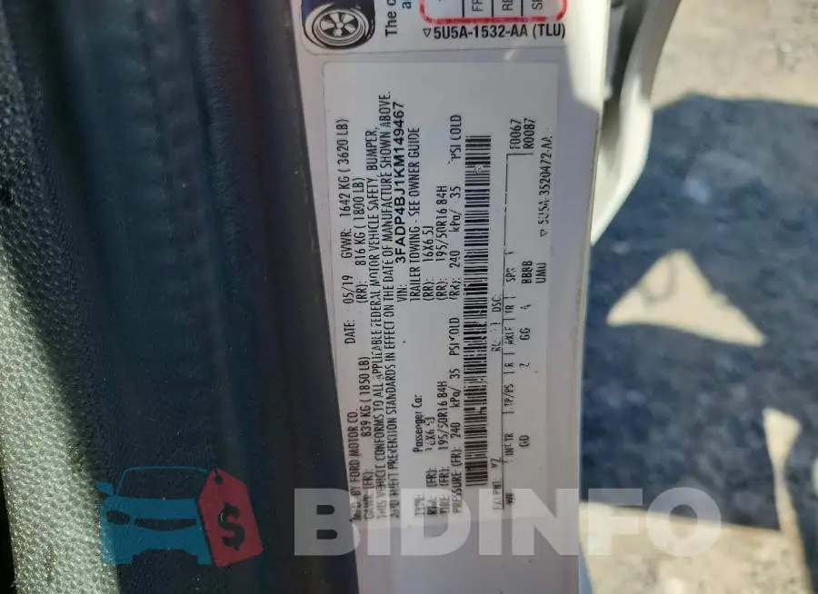 3FADP4BJ1KM149467 Photo# 12