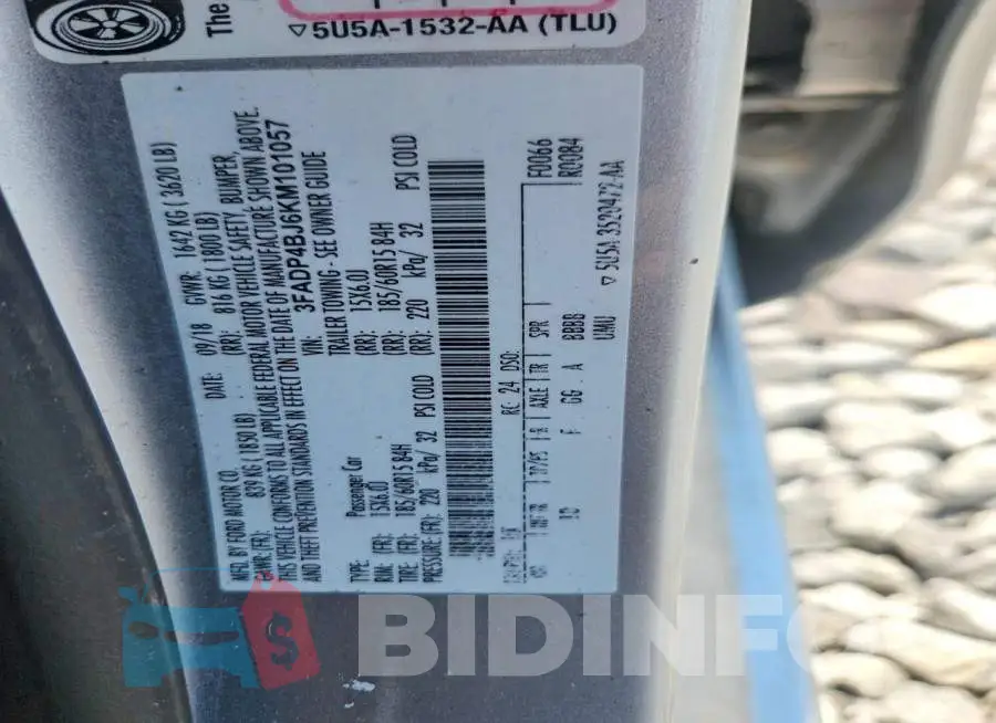 3FADP4BJ6KM101057 Photo# 12