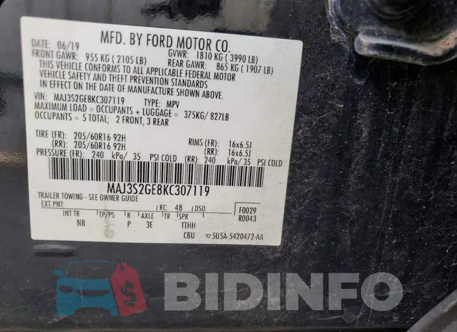 MAJ3S2GE8KC307119 Photo# 13
