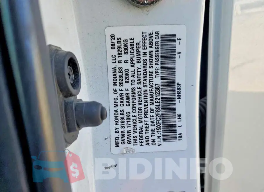19XFC2F89LE212367 Photo# 12