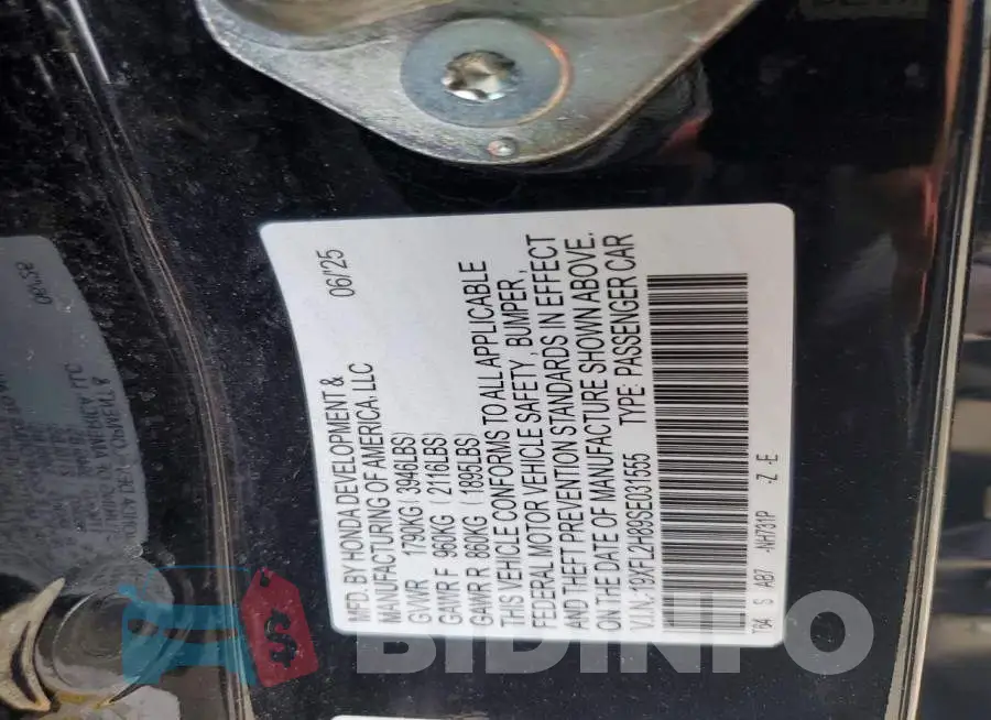 19XFL2H89SE031555 Photo# 12