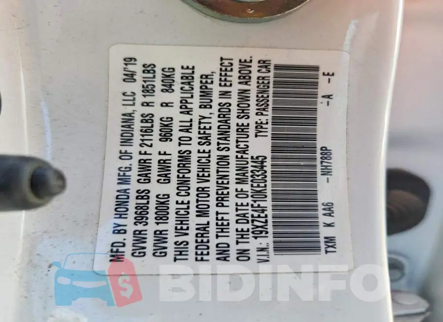 19XZE4F10KE033445 Photo# 12