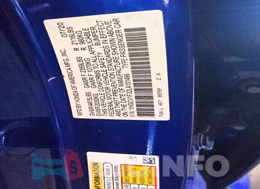 1HGCV1F32LA101496 Photo# 12