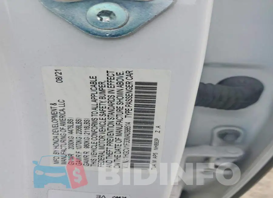 1HGCV1F33MA098514 Photo# 12