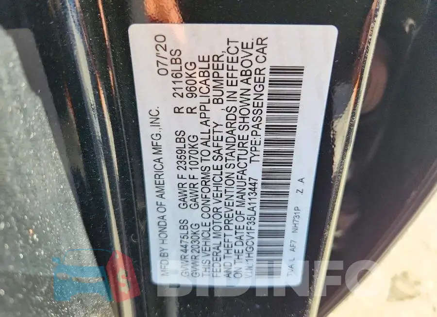 1HGCV1F35LA113447 Photo# 13