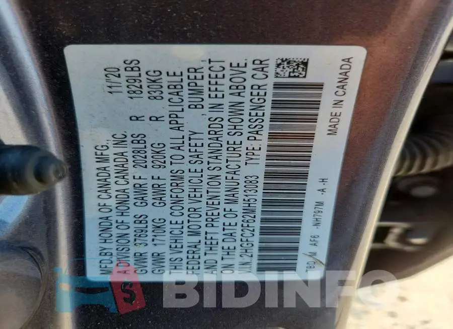 2HGFC2F62MH513083 Photo# 13