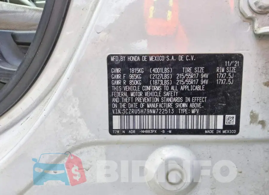 3CZRU5H79NM722513 Photo# 13