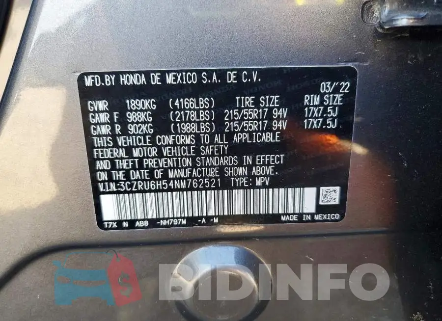 3CZRU6H54NM762521 Photo# 13