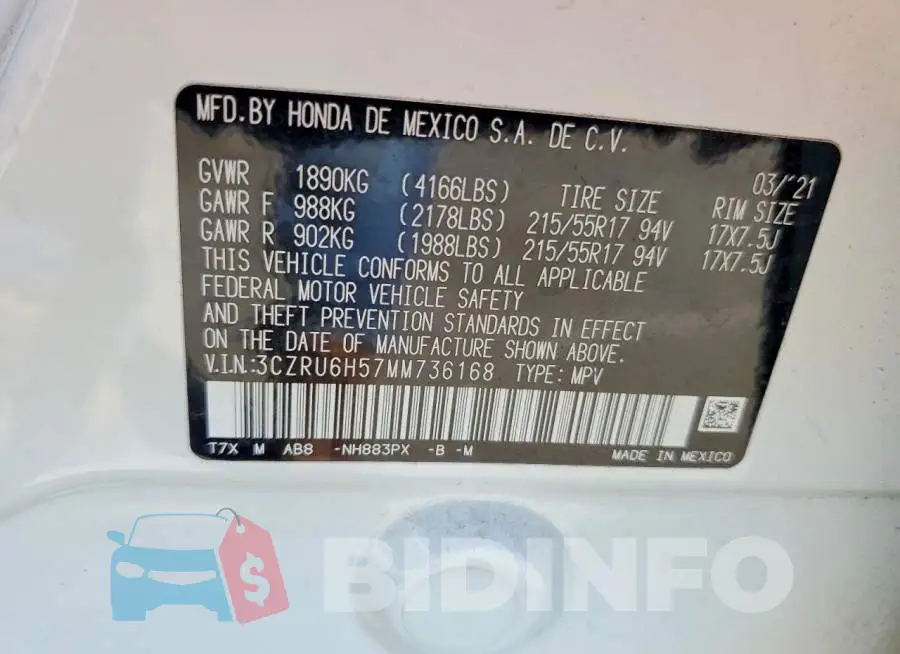 3CZRU6H57MM736168 Photo# 13