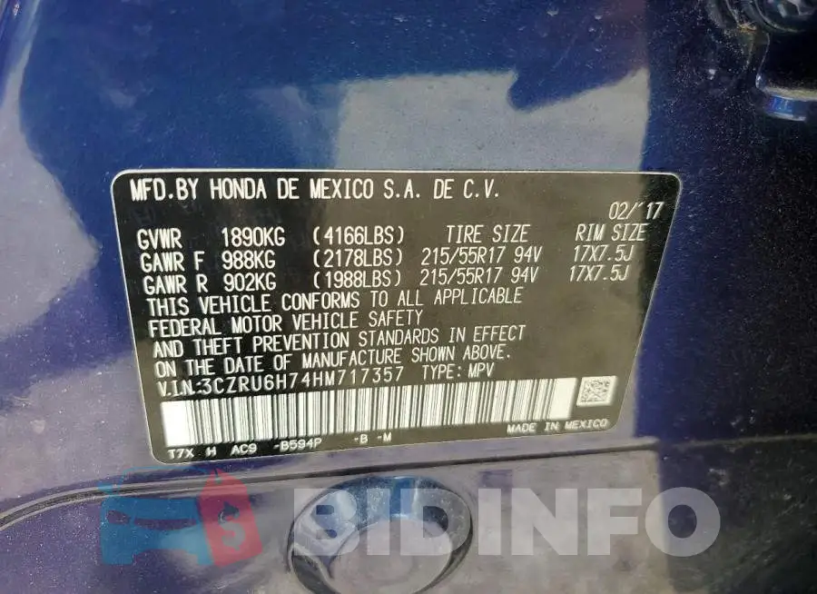 3CZRU6H74HM717357 Photo# 12