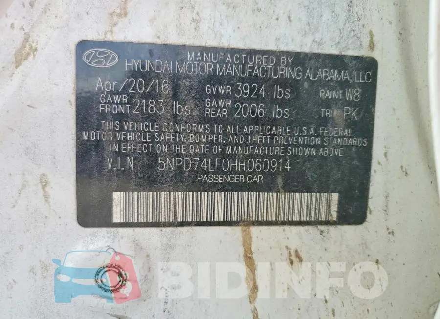 5NPD74LF0HH060914 Photo# 12