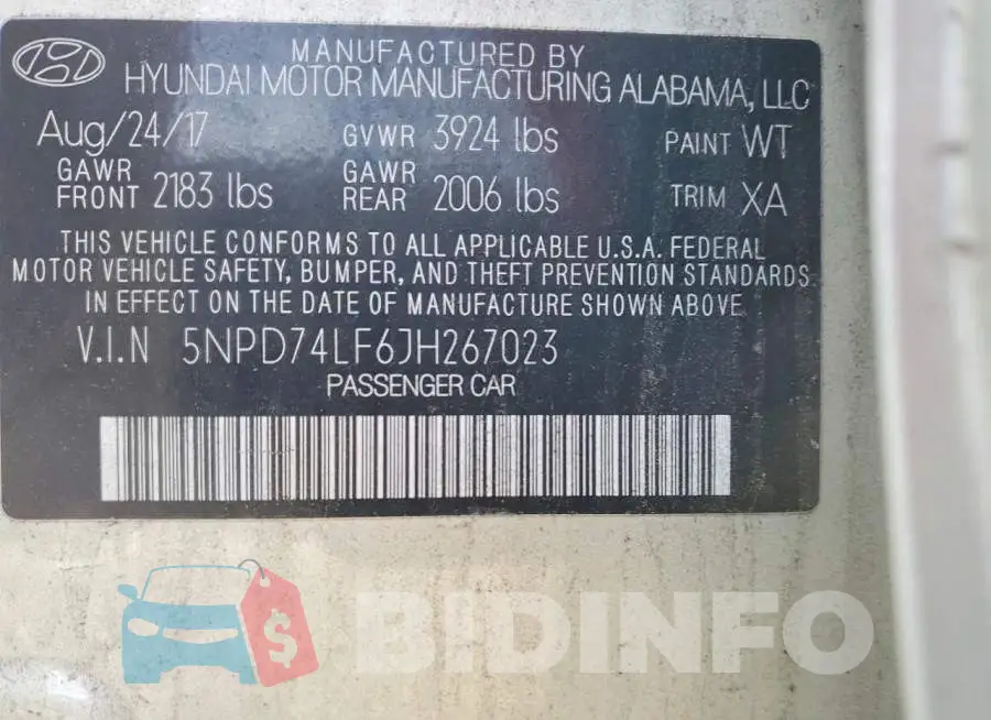 5NPD74LF6JH267023 Photo# 12