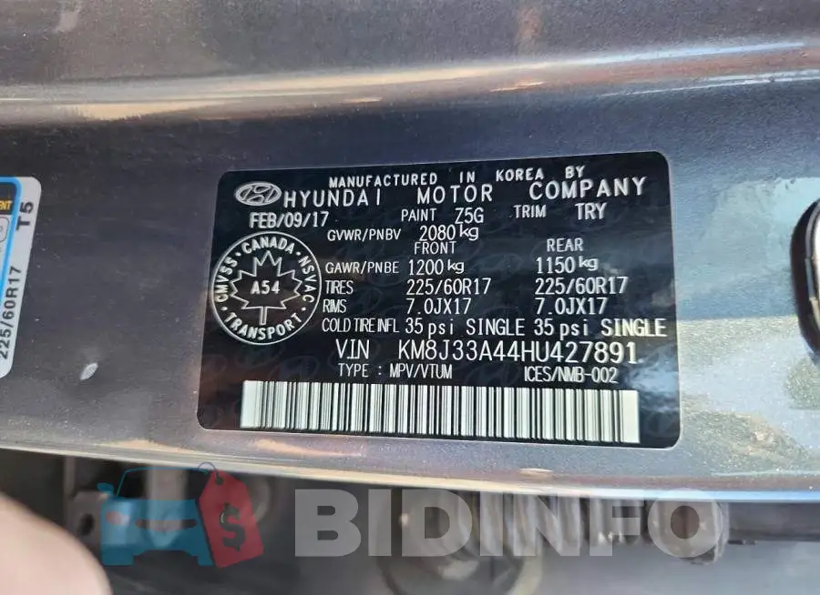 KM8J33A44HU427891 Photo# 14