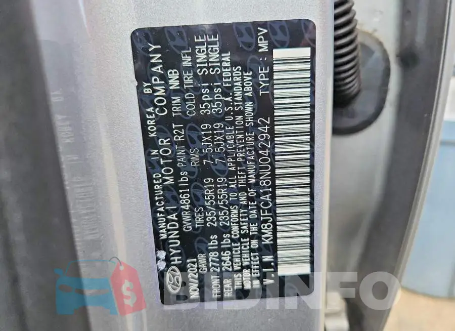 KM8JFCA18NU042942 Photo# 13