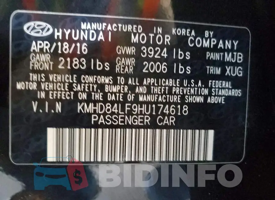 KMHD84LF9HU174618 Photo# 12