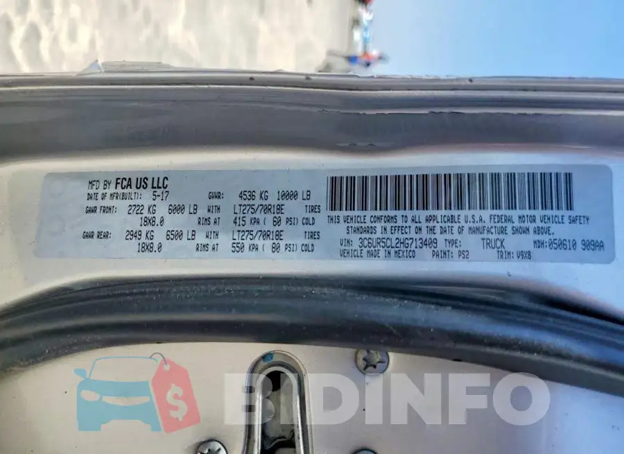 3C6UR5CL2HG713409 Photo# 12