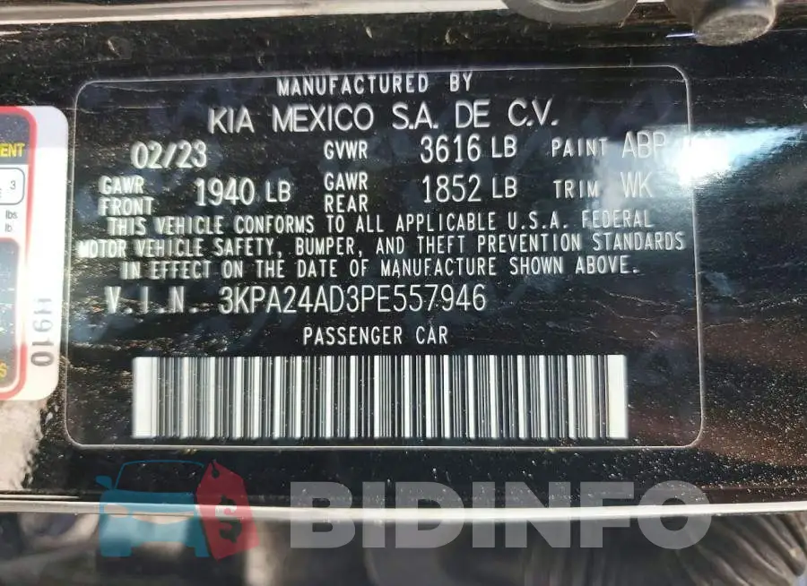 3KPA24AD3PE557946 Photo# 12