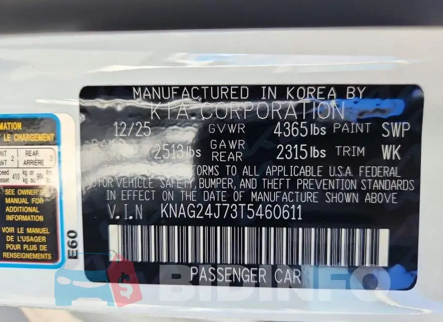 KNAG24J73T5460611 Photo# 12