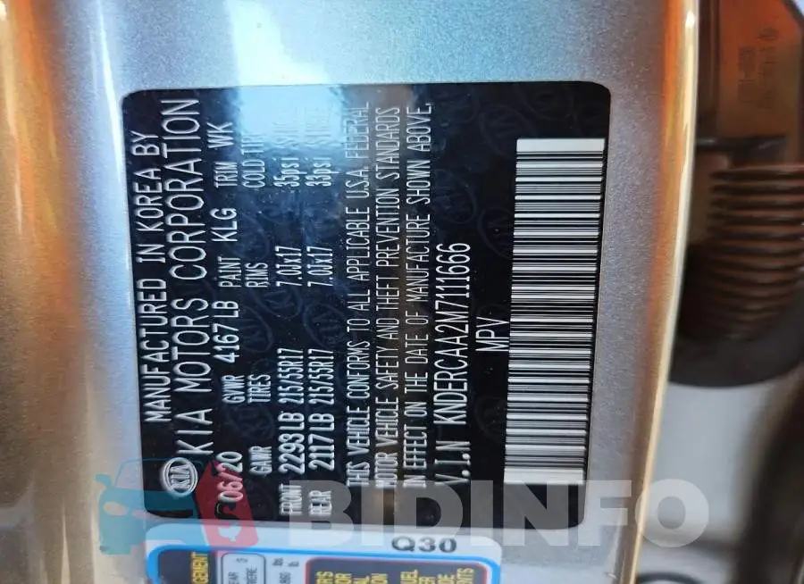 KNDERCAA2M7111666 Photo# 13