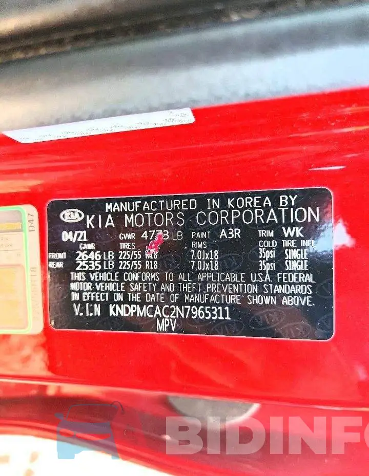 KNDPMCAC2N7965311 Photo# 14