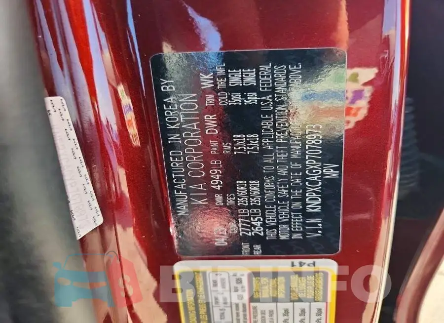 KNDPXCAGXP7078973 Photo# 12