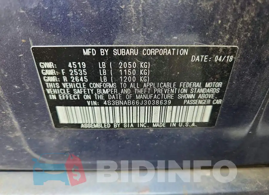 4S3BNAB66J3038639 Photo# 12
