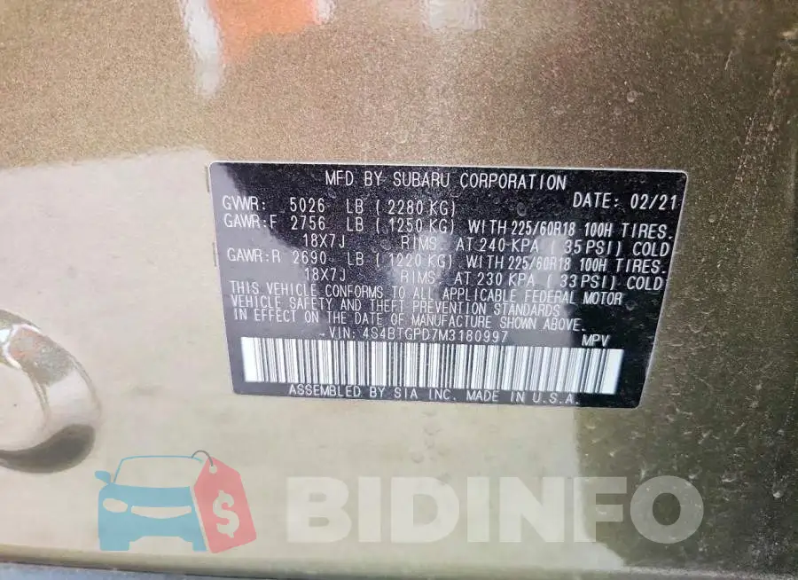 4S4BTGPD7M3180997 Photo# 12