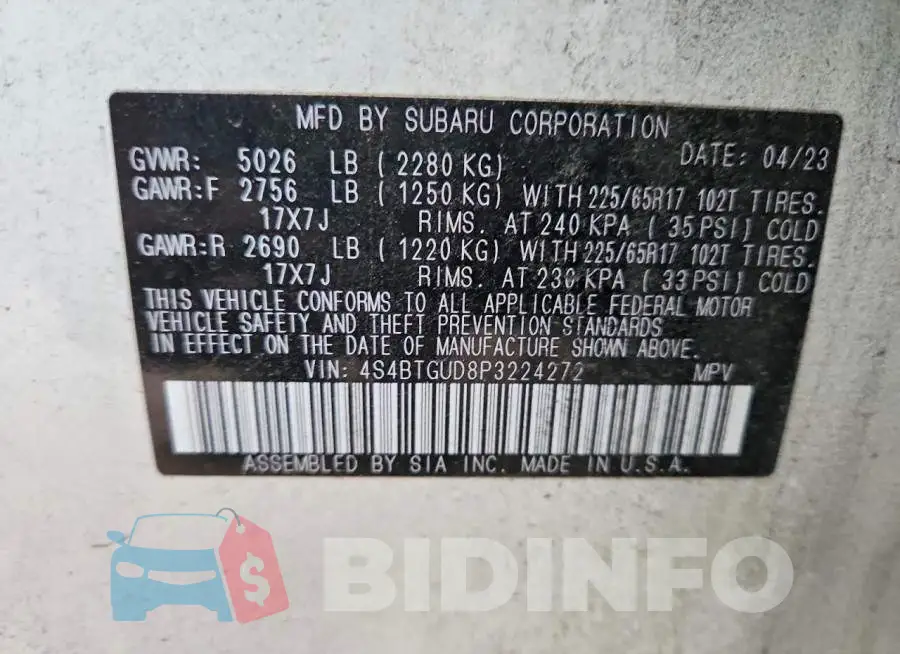 4S4BTGUD8P3224272 Photo# 14