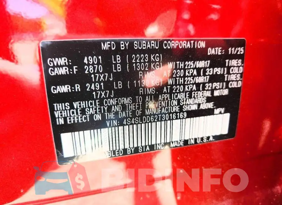 4S4SLDD62T3016169 Photo# 14