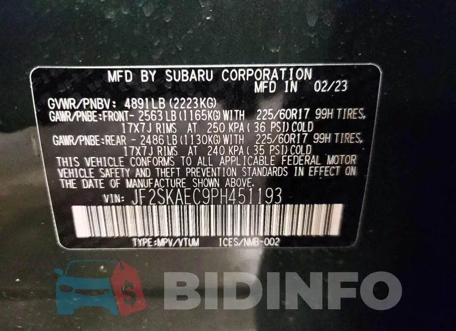 JF2SKAEC9PH451193 Photo# 13