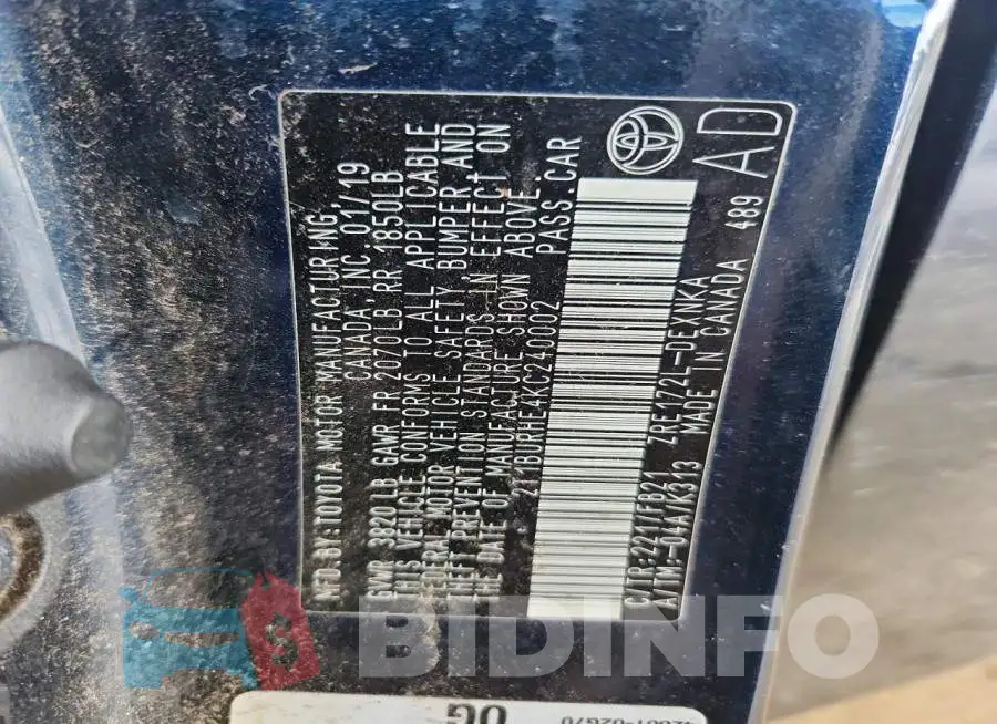 2T1BURHE4KC240002 Photo# 12